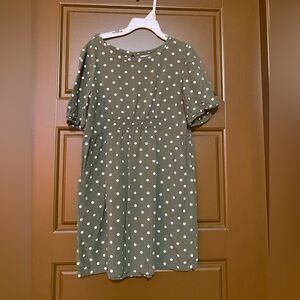 Olive Green Dotted Dress